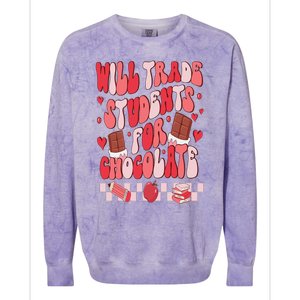 Will Trade Students For Chocolate Teacher Valentines Women Colorblast Crewneck Sweatshirt