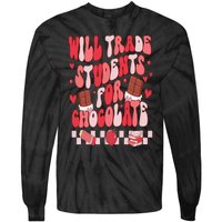 Will Trade Students For Chocolate Teacher Valentines Women Tie-Dye Long Sleeve Shirt