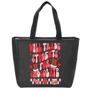 Will Trade Students For Chocolate Teacher Valentines Women Zip Tote Bag