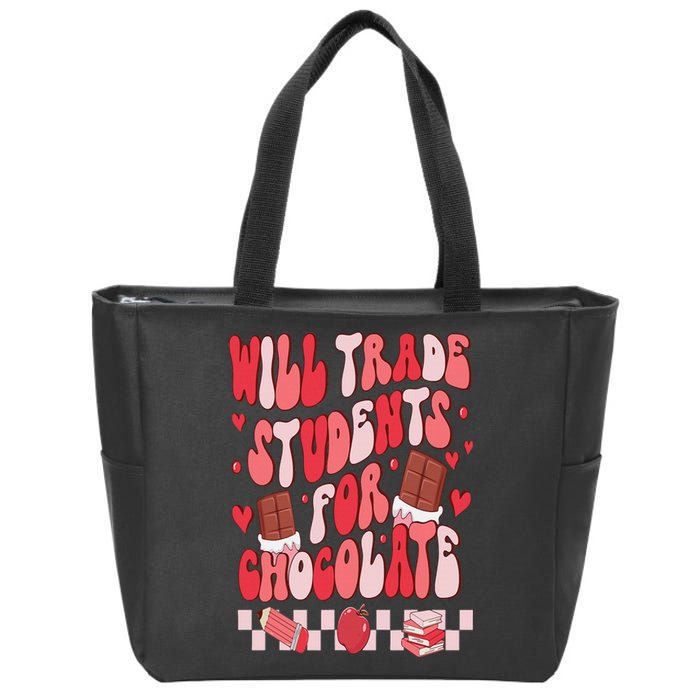 Will Trade Students For Chocolate Teacher Valentines Women Zip Tote Bag