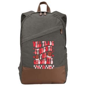 Will Trade Students For Chocolate Teacher Valentines Women Cotton Canvas Backpack