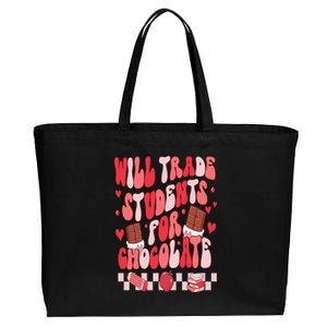 Will Trade Students For Chocolate Teacher Valentines Women Cotton Canvas Jumbo Tote