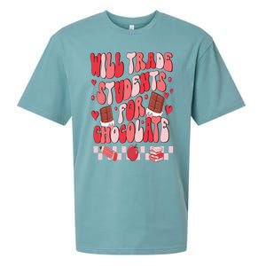 Will Trade Students For Chocolate Teacher Valentines Women Sueded Cloud Jersey T-Shirt