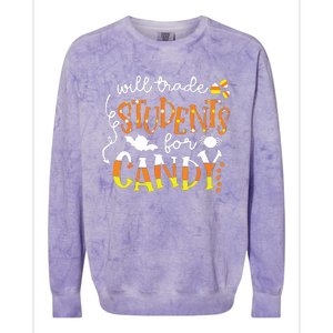 Will Trade Students For Candy Teacher Easy Halloween Costume Colorblast Crewneck Sweatshirt