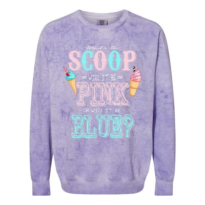 Whats The Scoop Gender Reveal Baby Shower Ice Cream Gift Colorblast Crewneck Sweatshirt