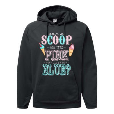 Whats The Scoop Gender Reveal Baby Shower Ice Cream Gift Performance Fleece Hoodie