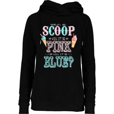 Whats The Scoop Gender Reveal Baby Shower Ice Cream Gift Womens Funnel Neck Pullover Hood