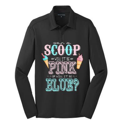 Whats The Scoop Gender Reveal Baby Shower Ice Cream Gift Silk Touch Performance Long Sleeve Polo