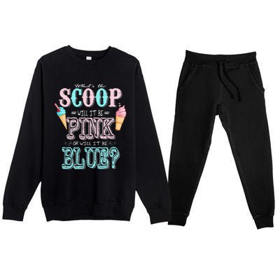 Whats The Scoop Gender Reveal Baby Shower Ice Cream Gift Premium Crewneck Sweatsuit Set