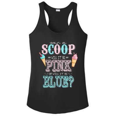 Whats The Scoop Gender Reveal Baby Shower Ice Cream Gift Ladies PosiCharge Competitor Racerback Tank