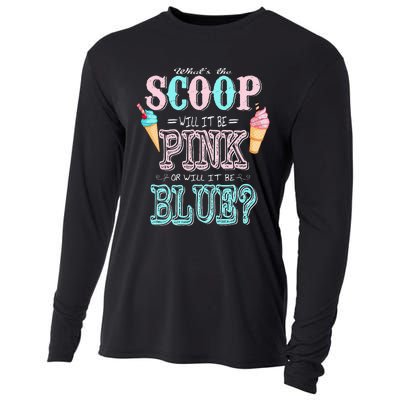 Whats The Scoop Gender Reveal Baby Shower Ice Cream Gift Cooling Performance Long Sleeve Crew