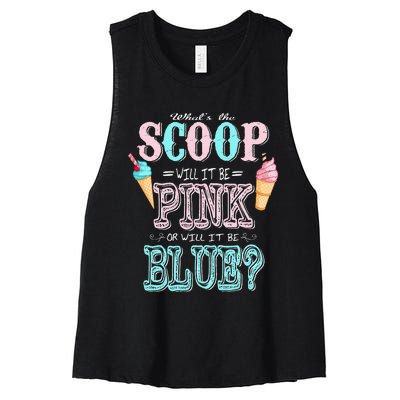 Whats The Scoop Gender Reveal Baby Shower Ice Cream Gift Women's Racerback Cropped Tank