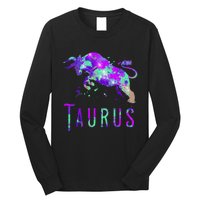 Watercolor Taurus Symbol Zodiac Sign Astrology Horoscope Long Sleeve Shirt