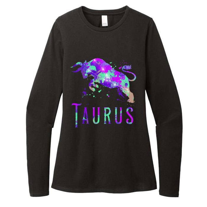 Watercolor Taurus Symbol Zodiac Sign Astrology Horoscope Womens CVC Long Sleeve Shirt