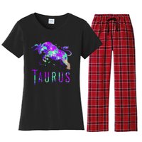 Watercolor Taurus Symbol Zodiac Sign Astrology Horoscope Women's Flannel Pajama Set