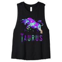 Watercolor Taurus Symbol Zodiac Sign Astrology Horoscope Women's Racerback Cropped Tank