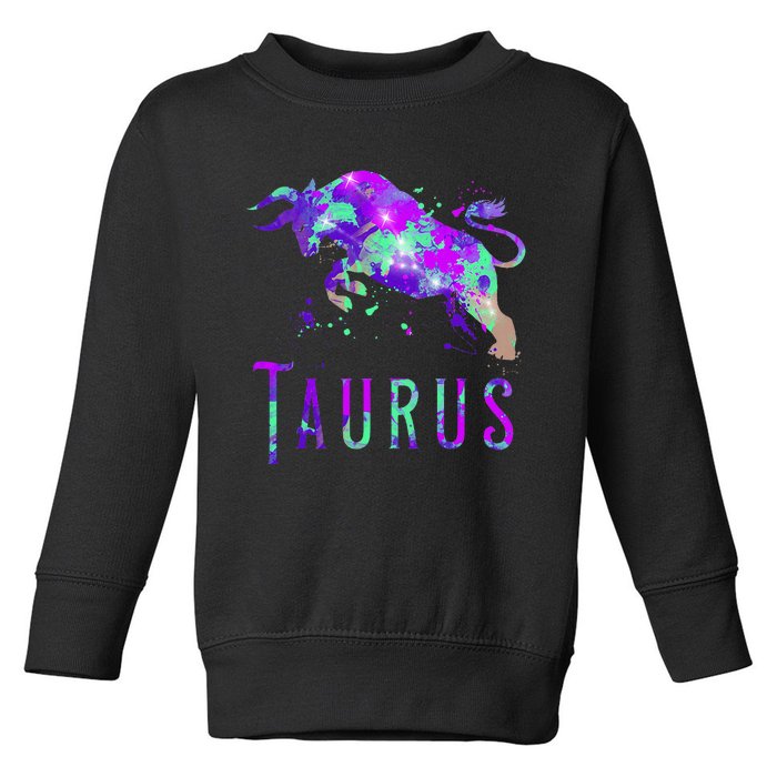 Watercolor Taurus Symbol Zodiac Sign Astrology Horoscope Toddler Sweatshirt