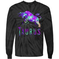 Watercolor Taurus Symbol Zodiac Sign Astrology Horoscope Tie-Dye Long Sleeve Shirt