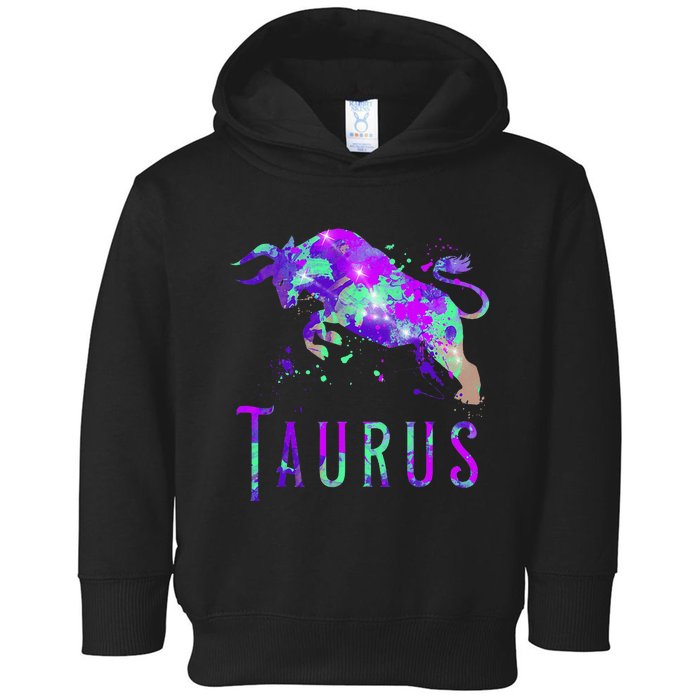 Watercolor Taurus Symbol Zodiac Sign Astrology Horoscope Toddler Hoodie