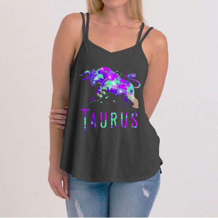 Watercolor Taurus Symbol Zodiac Sign Astrology Horoscope Women's Strappy Tank