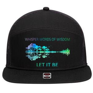 Watercolor Tree Sky There Will Be An Answer Let It Be Guitar 7 Panel Mesh Trucker Snapback Hat