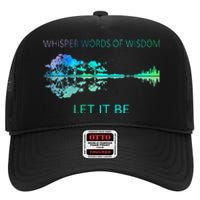 Watercolor Tree Sky There Will Be An Answer Let It Be Guitar High Crown Mesh Back Trucker Hat