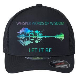 Watercolor Tree Sky There Will Be An Answer Let It Be Guitar Flexfit Unipanel Trucker Cap