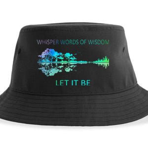 Watercolor Tree Sky There Will Be An Answer Let It Be Guitar Sustainable Bucket Hat