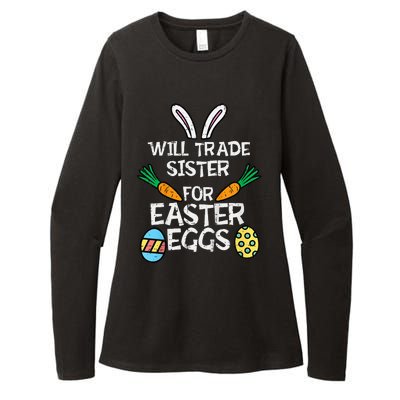 Will Trade Sister Easter Eggs Funny Family Womens CVC Long Sleeve Shirt