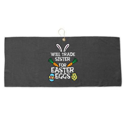 Will Trade Sister Easter Eggs Funny Family Large Microfiber Waffle Golf Towel