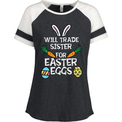 Will Trade Sister Easter Eggs Funny Family Enza Ladies Jersey Colorblock Tee