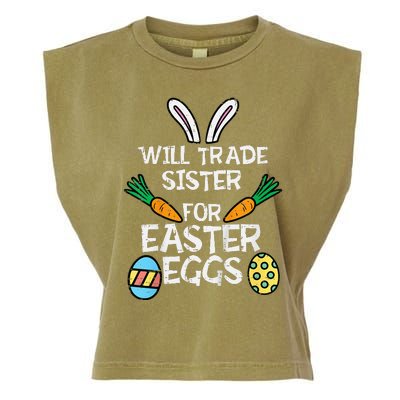 Will Trade Sister Easter Eggs Funny Family Garment-Dyed Women's Muscle Tee