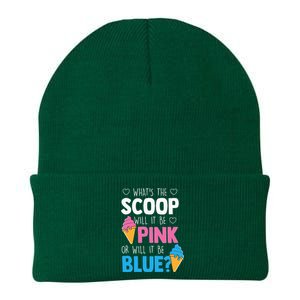 Whats The Scoop Funny Gender Reveal Party Team Blue Knit Cap Winter Beanie