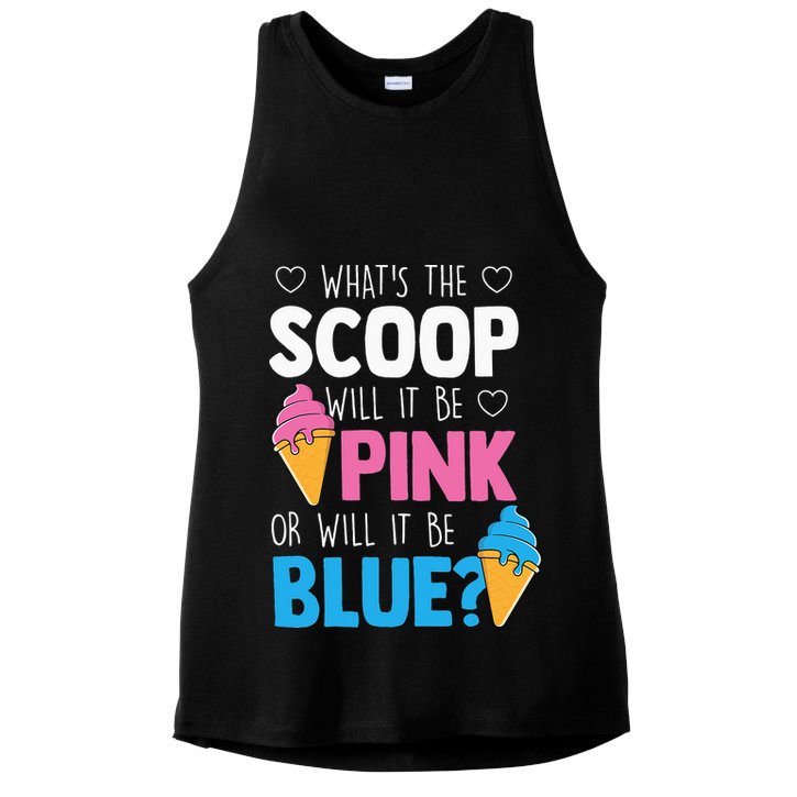 Whats The Scoop Funny Gender Reveal Party Team Blue Ladies PosiCharge Tri-Blend Wicking Tank