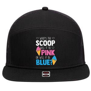 Whats The Scoop Funny Gender Reveal Party Team Blue 7 Panel Mesh Trucker Snapback Hat