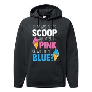 Whats The Scoop Funny Gender Reveal Party Team Blue Performance Fleece Hoodie