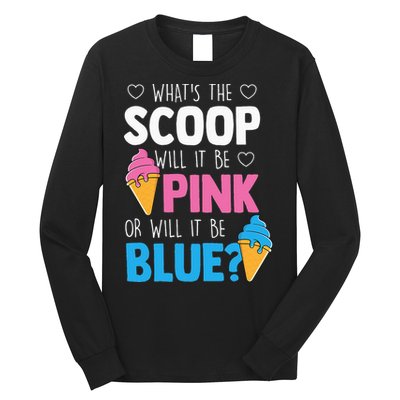 Whats The Scoop Funny Gender Reveal Party Team Blue Long Sleeve Shirt