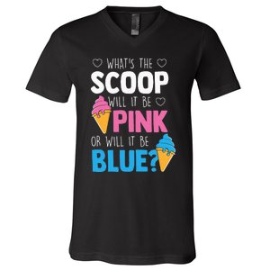 Whats The Scoop Funny Gender Reveal Party Team Blue V-Neck T-Shirt