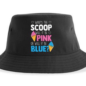 Whats The Scoop Funny Gender Reveal Party Team Blue Sustainable Bucket Hat