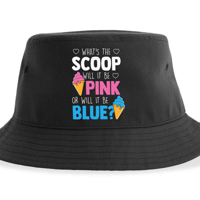 Whats The Scoop Funny Gender Reveal Party Team Blue Sustainable Bucket Hat