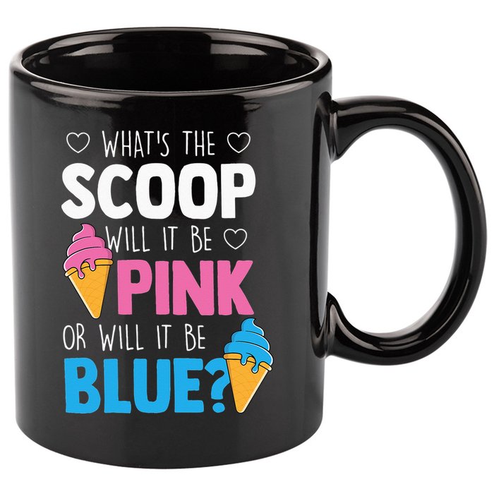 Whats The Scoop Funny Gender Reveal Party Team Blue 11oz C Handle Ceramic Mug