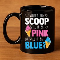 Whats The Scoop Funny Gender Reveal Party Team Blue 11oz C Handle Ceramic Mug