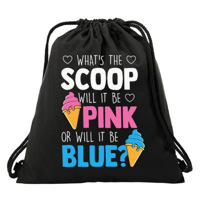 Whats The Scoop Funny Gender Reveal Party Team Blue Drawstring Bag