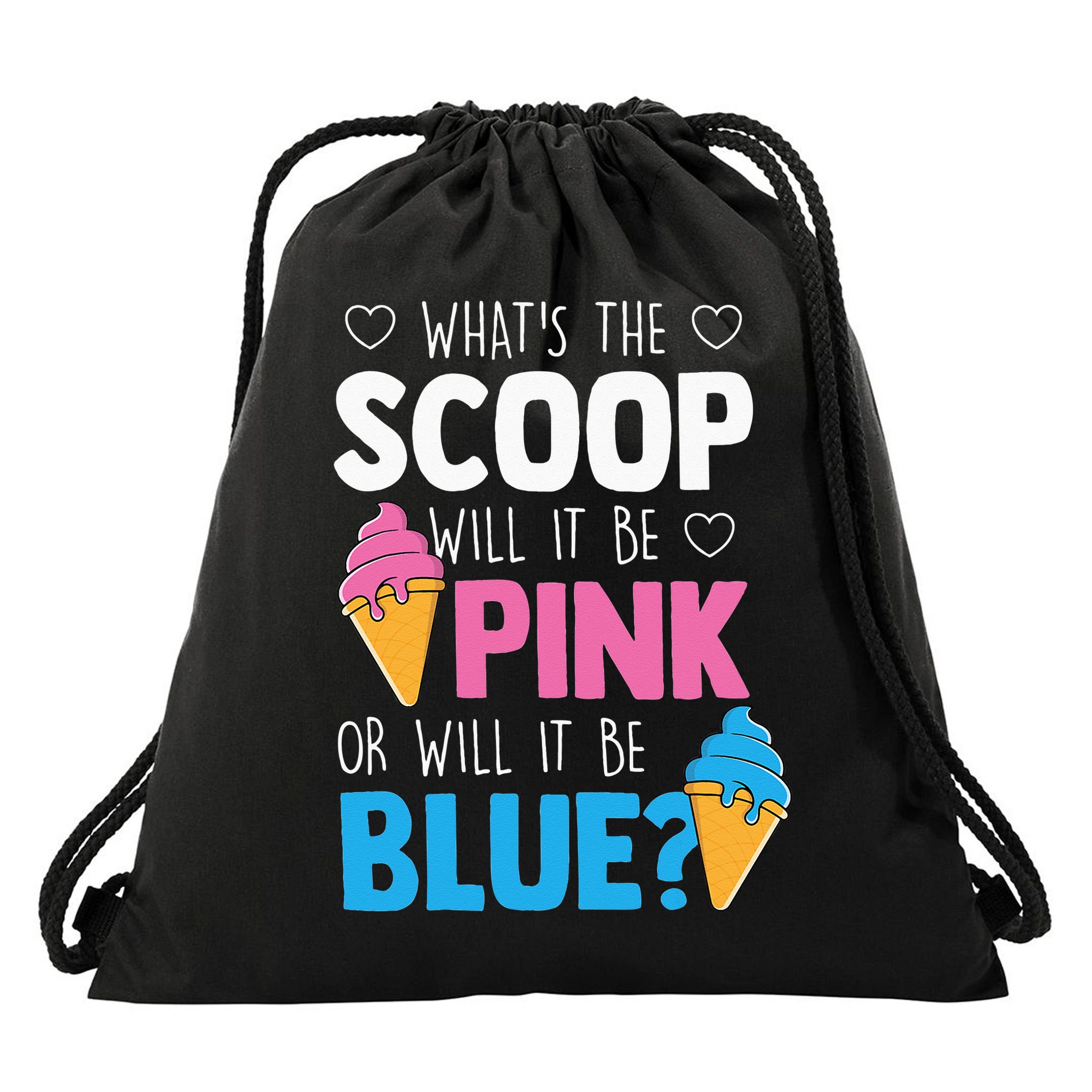 Whats The Scoop Funny Gender Reveal Party Team Blue Drawstring Bag