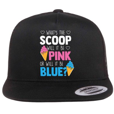 Whats The Scoop Funny Gender Reveal Party Team Blue Flatbill Hat