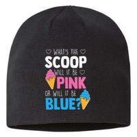 Whats The Scoop Funny Gender Reveal Party Team Blue Sustainable Beanie