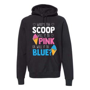 Whats The Scoop Funny Gender Reveal Party Team Blue Premium Hoodie