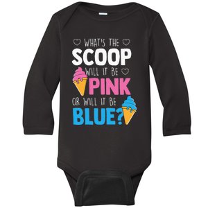 Whats The Scoop Funny Gender Reveal Party Team Blue Baby Long Sleeve Bodysuit