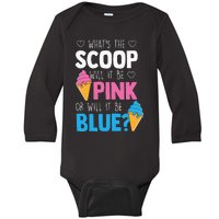 Whats The Scoop Funny Gender Reveal Party Team Blue Baby Long Sleeve Bodysuit