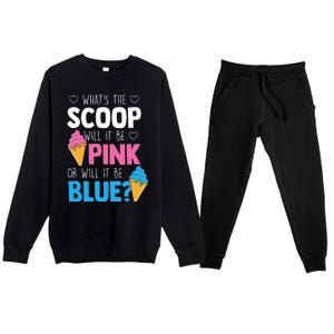 Whats The Scoop Funny Gender Reveal Party Team Blue Premium Crewneck Sweatsuit Set